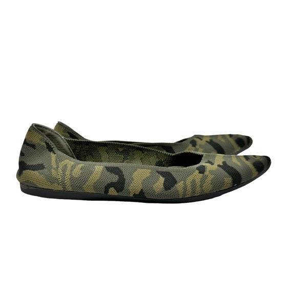 Steven Steve Madden Rosy Pointed Toe Camouflage Knit Flats Green Size 8 - Picture 2 of 8